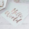 20 Serviettes Baby shower "Hello World" vert menthe