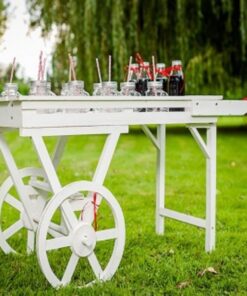 Location charette candy bar blanc en bois