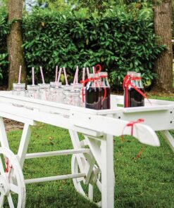 Location charette candy bar blanc en bois