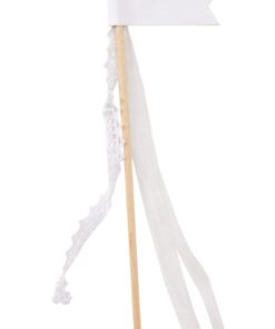 10 batonnet drapeau blanc ruban dentelle