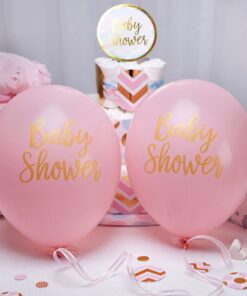 8 ballons baby shower fille rose et or gold