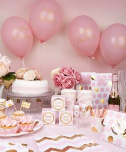 8 ballons Happy Birthday rose et or fille