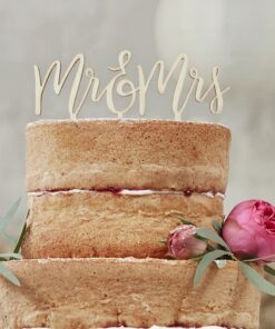 Cake topper gâteau mariage en bois Mr & Mrs