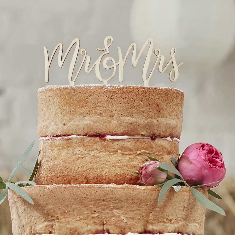Cake topper gâteau mariage en bois Mr & Mrs Cake topper gâteau mariage en bois Mr & Mrs