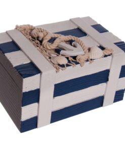 Un coffre bois mer coquillages corde marine