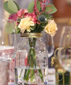 Location grand vase Mason Jar couvercle doré 1L