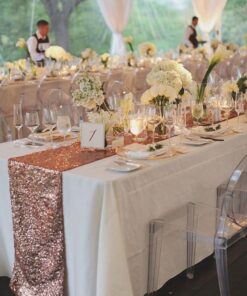 Location chemin de table sequins or rosé rose gold