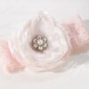 Jarretière mariage rose blush dentelle perles