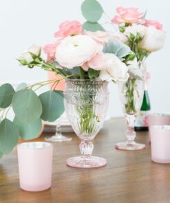 Location vase verre vintage sur pied H16cm D9cm