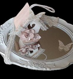 Location petit miroir oval blanc romantique shabby