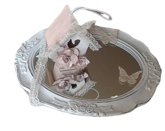 Location petit miroir oval blanc romantique shabby Location petit miroir oval blanc romantique shabby