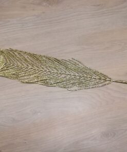 Location feuille sur tige dorée plumes paon OR