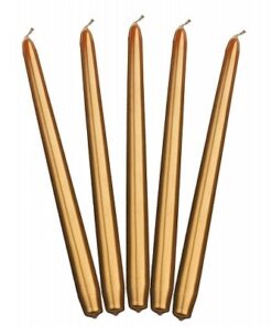 Bougies flambeau luxe chandelle or métallisé x 10