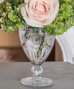 Location vase verre vintage sur pied H16cm D9cm