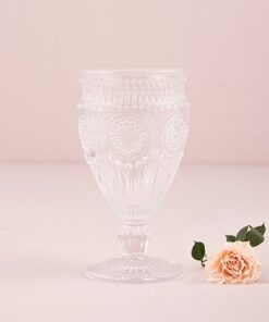 Location vase verre vintage sur pied H16cm D9cm