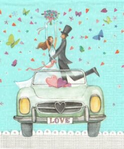 Serviettes mariage couple de jeunes mariés (x20)