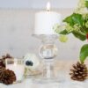 Location trio de bougeoir en verre sur pied