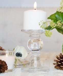 Location trio de bougeoir en verre sur pied