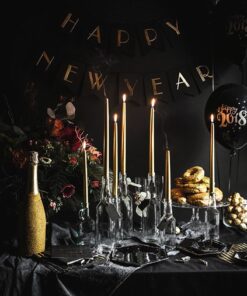 Bougies flambeau luxe chandelle or métallisé x 10
