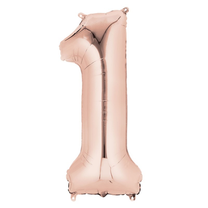 Chiffre 1 Ballon géant mylar alu ROSE GOLD Chiffre 1 Ballon géant mylar alu ROSE GOLD
