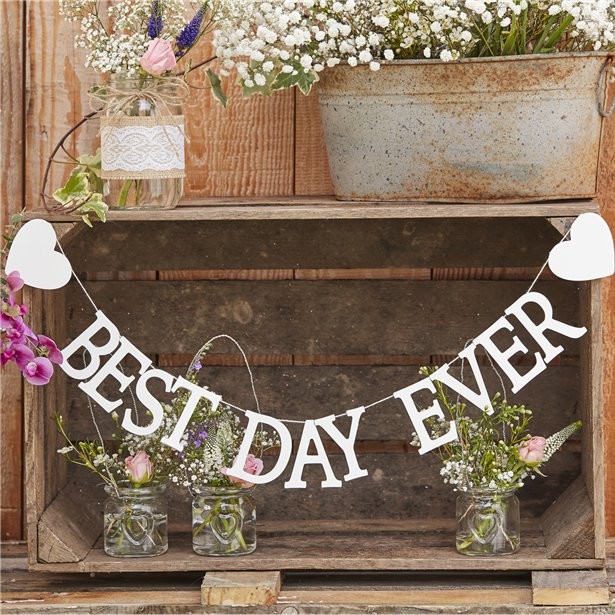 Guirlande "Best Day Ever" mariage rustique 1M50 Guirlande "Best Day Ever" mariage rustique 1M50