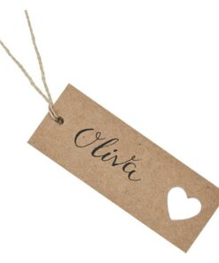 Etiquettes tags kraft coeur mariage rustique et champêtre