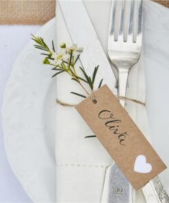 Etiquettes tags kraft coeur mariage rustique et champêtre