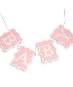 LOCATION guirlande baby rose à pois en bois 60cm