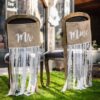 Fanions chaise mariage Mr et Mme jute dentelle ruban