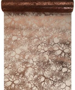 Chemin de table organza végétal doré cuivré 5M