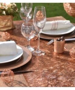Chemin de table organza végétal doré cuivré 5M