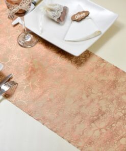 Chemin de table organza végétal doré cuivré 5M