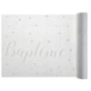 Chemin de table Baptême blanc coeur 30cm intisse