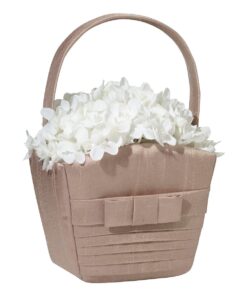 Panier corbeille à pétales en satin taupe