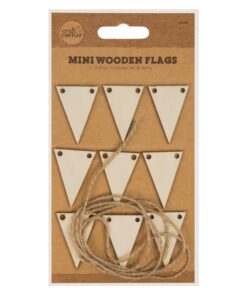 Mini guirlande 9 fanions bois ficelle jute
