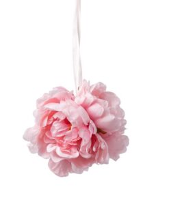 BOULE 3 fleurs PIVOINES À SUSPENDRE ROSE 14 CM