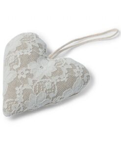 Coeur déco lin dentelle 11cm coussin