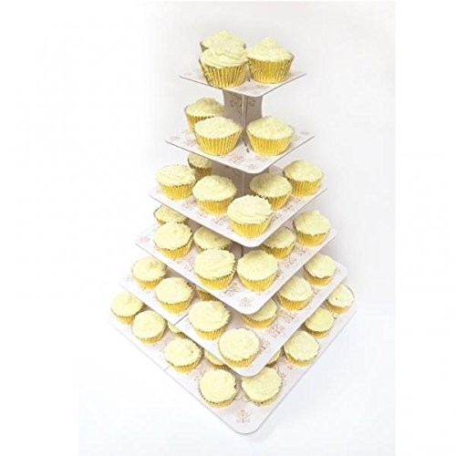 Présentoir cupcakes 6 étages cakestand blanc or Présentoir cupcakes 6 étages cakestand blanc or