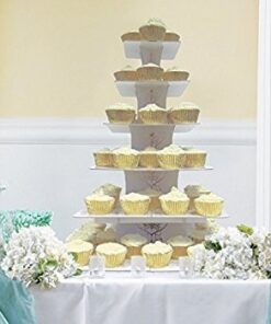 Présentoir cupcakes 6 étages cakestand blanc or