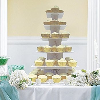 Présentoir cupcakes 6 étages cakestand blanc or Présentoir cupcakes 6 étages cakestand blanc or