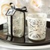 Bougeoir photophore fleur blanche strass