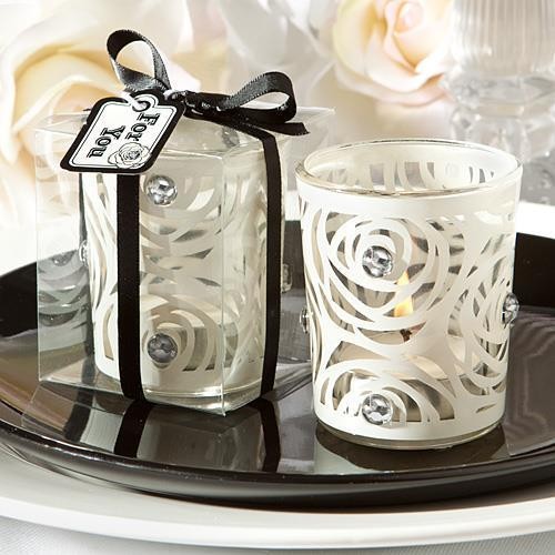 Bougeoir photophore fleur blanche strass Bougeoir photophore fleur blanche strass