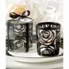 Bougeoir photophore fleur noir perles strass