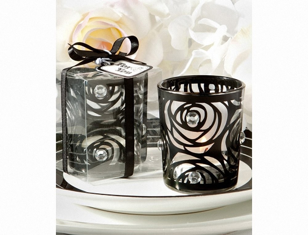 Bougeoir photophore fleur noir perles strass Bougeoir photophore fleur noir perles strass