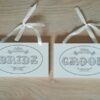 2 pancartes à suspendre Bride Groom gris blanc