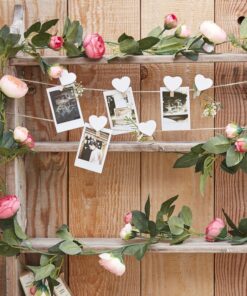 Guirlande de fleurs artificielles roses et fuchsia