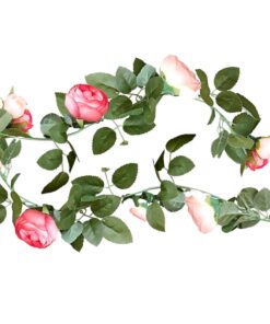 Guirlande de fleurs artificielles roses et fuchsia
