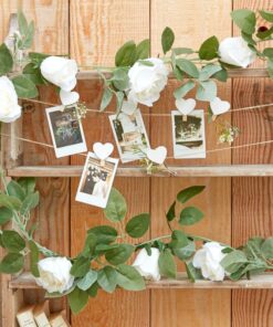 Guirlande de fleurs blanches 2M 16 roses artificielles