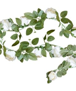 Guirlande de fleurs blanches 2M 16 roses artificielles