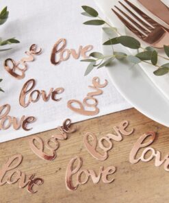 sachet confettis love or rose doré cuivré